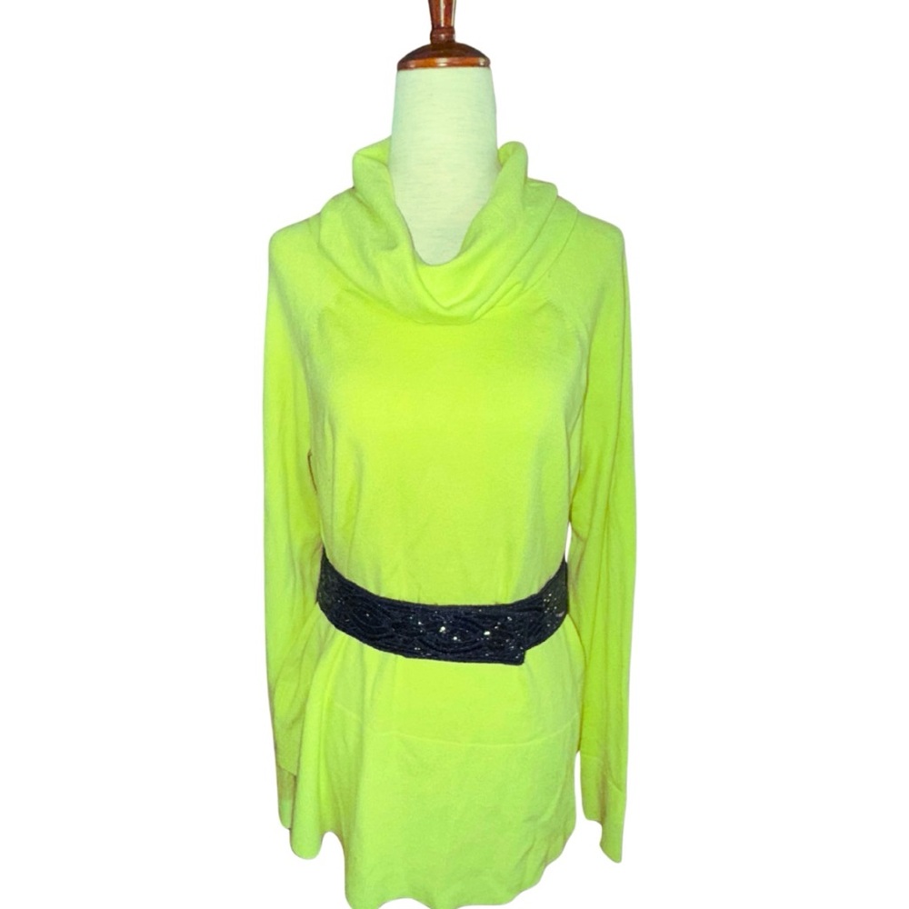 Cyrus Bright Green Yellow Cowl Neck Sweater Size‎ XL